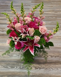 Light Pink & Hot Pink Vase from Antonina's Floral Design, your florist in Hardy,VA
