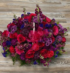 Shades of Purple & Hot Pink in White Basket from Antonina's Floral Design, your florist in Hardy,VA