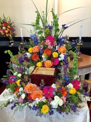 Garden Cremation Box Arr. from Antonina's Floral Design, your florist in Hardy,VA