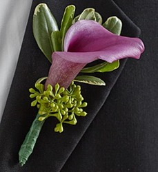 Mini Cala Elegance Boutineer from Antonina's Floral Design, your florist in Hardy,VA