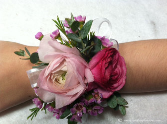 Ranunculus Wristlet from Antonina's Floral Design, your florist in Hardy,VA