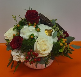 White Pumpkin Floral Arrangement from Antonina's Floral Design, your florist in Hardy,VA